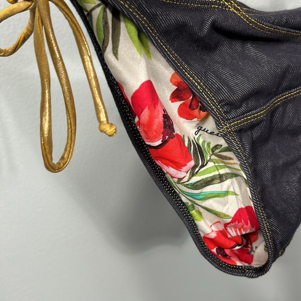 Guess Navy Soft Denim String Bikini Size Large - image 5